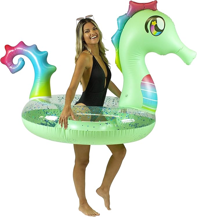 Glitter Seahorse - 48" Jumbo Beach & Pool Tube