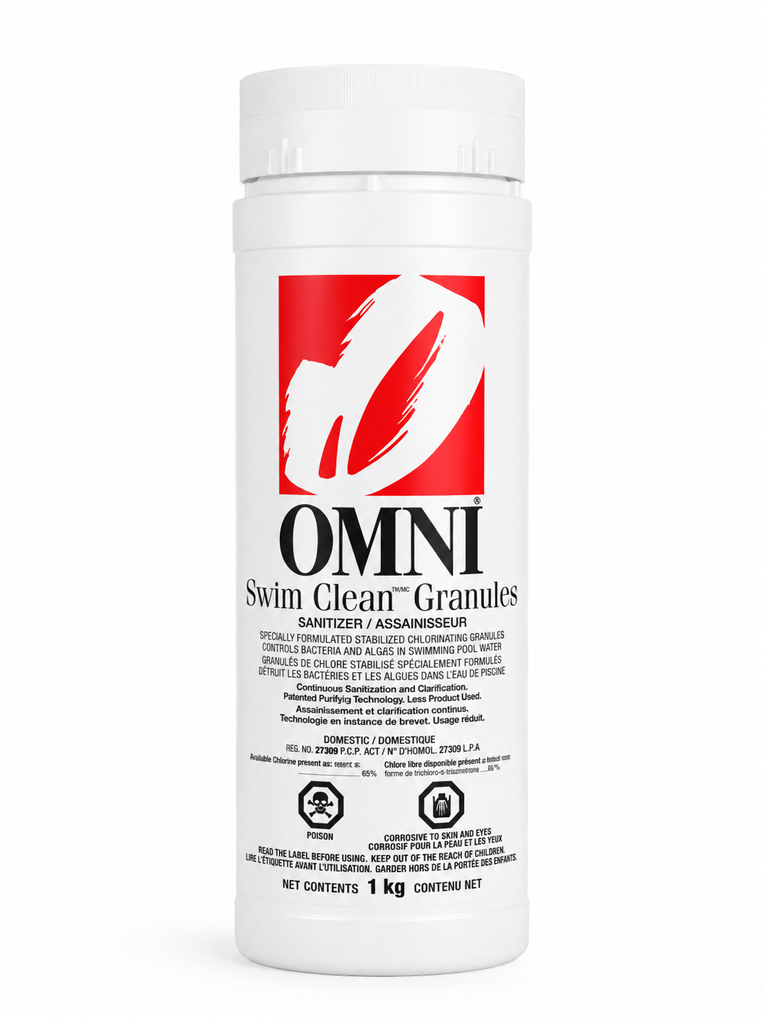 OMNI Swim Clear Granular Chlorine 1kg | Stabilized Chlorine for Pool & Spa Sanitizer & Shock