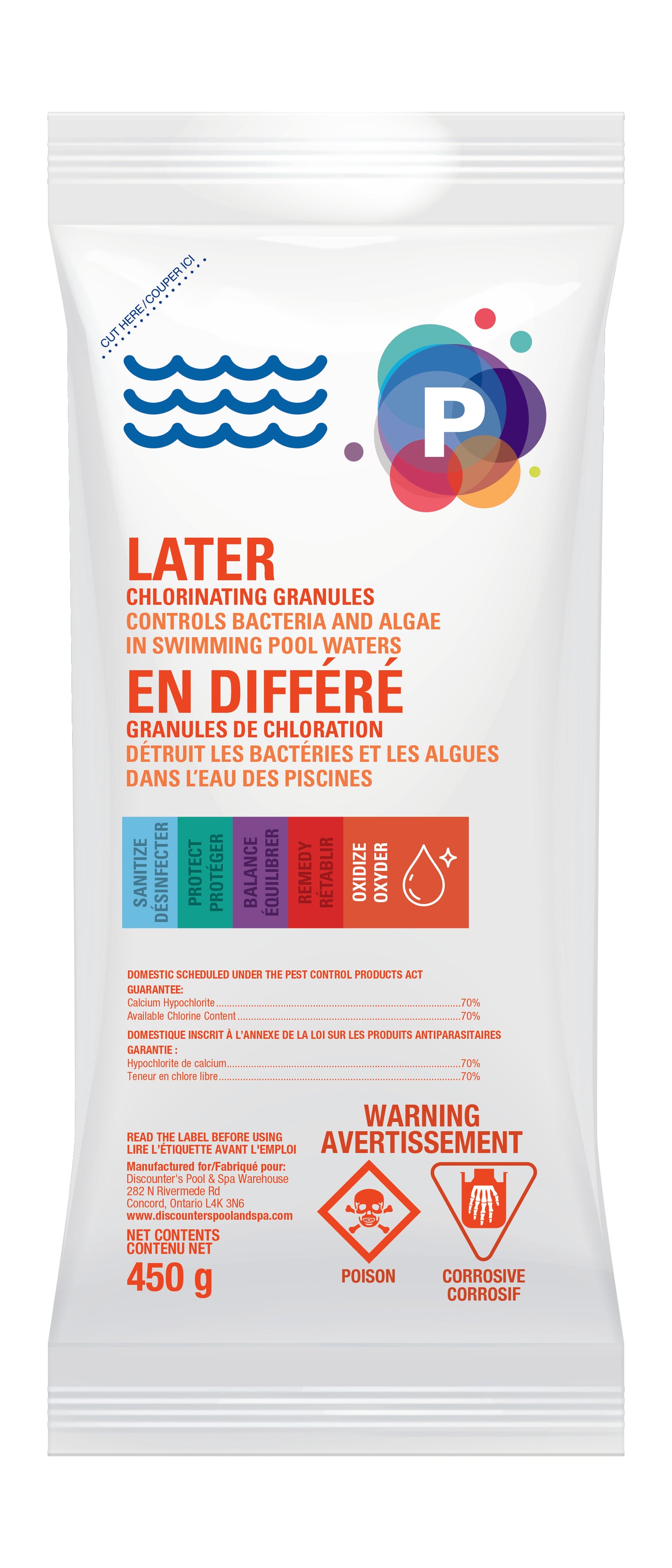 Shock 70 – 450g Pool Shock Treatment | 70% Available Chlorine Fast-Acting Superchlorinator