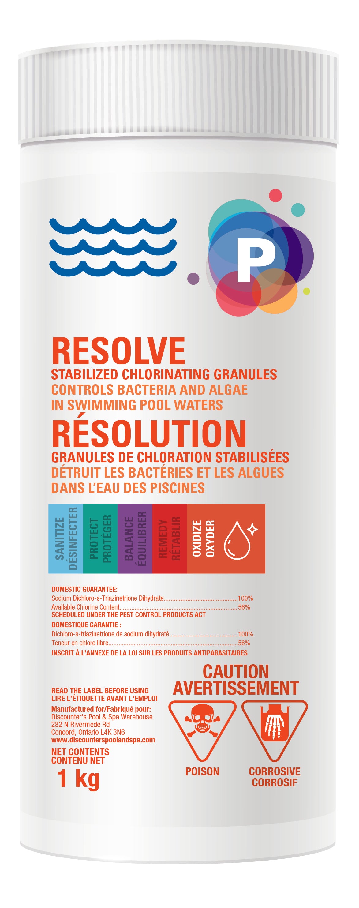 Resolve Pool Shock 1kg (47000C66) – Stabilized Chlorinating Granules for Pool Shock Treatment