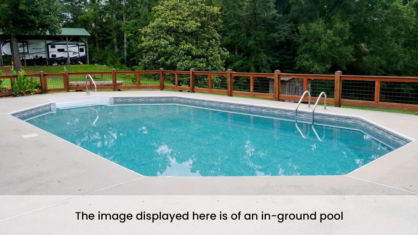Piscine semi-enterrée de style grec de 17 x 31 pi (ensemble complet)