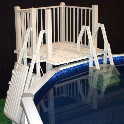 Vinyl Works 5'x5' Resin Pool Deck Kit with Step and Fencing