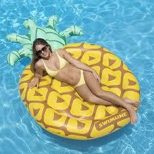 Swimline 90649 Giant 88" Inflatable Tropical Pineapple Pool Float, Lake Raft Lounger w/ Headrest for 1-2 People,