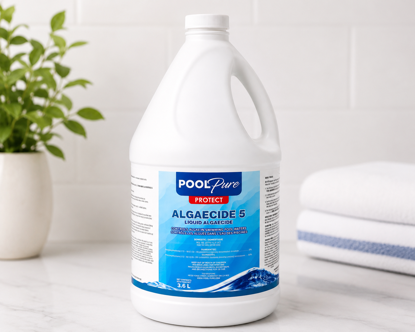 Algicide 5%, 10% 15% entretien piscine 3,6L
