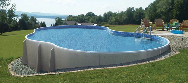 14 x 28 ft Kidney Semi Inground Pool Complete Package