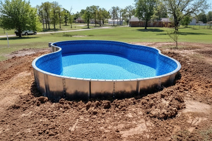 Piscine semi-enterrée en forme de rein de 12 x 22 pi - Ensemble complet
